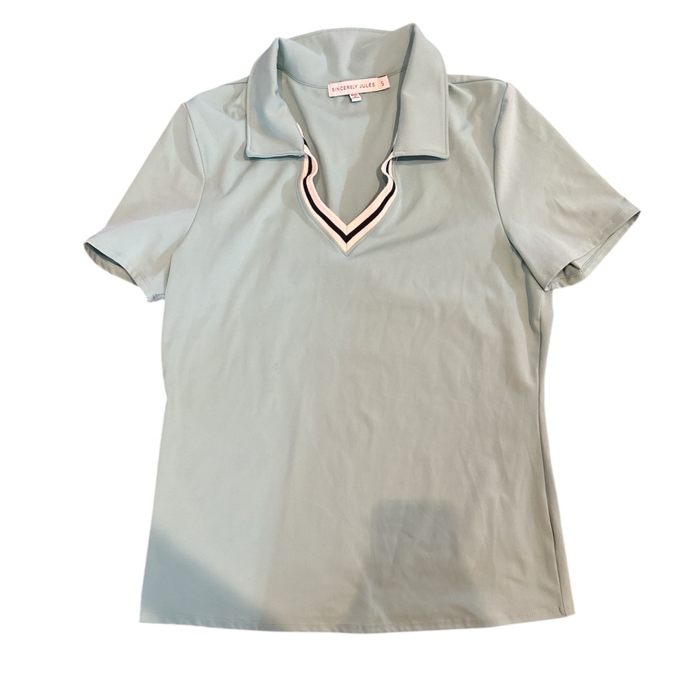 Sincerely Jules Golf Tennis Polo Top Size small Light Aqua Green